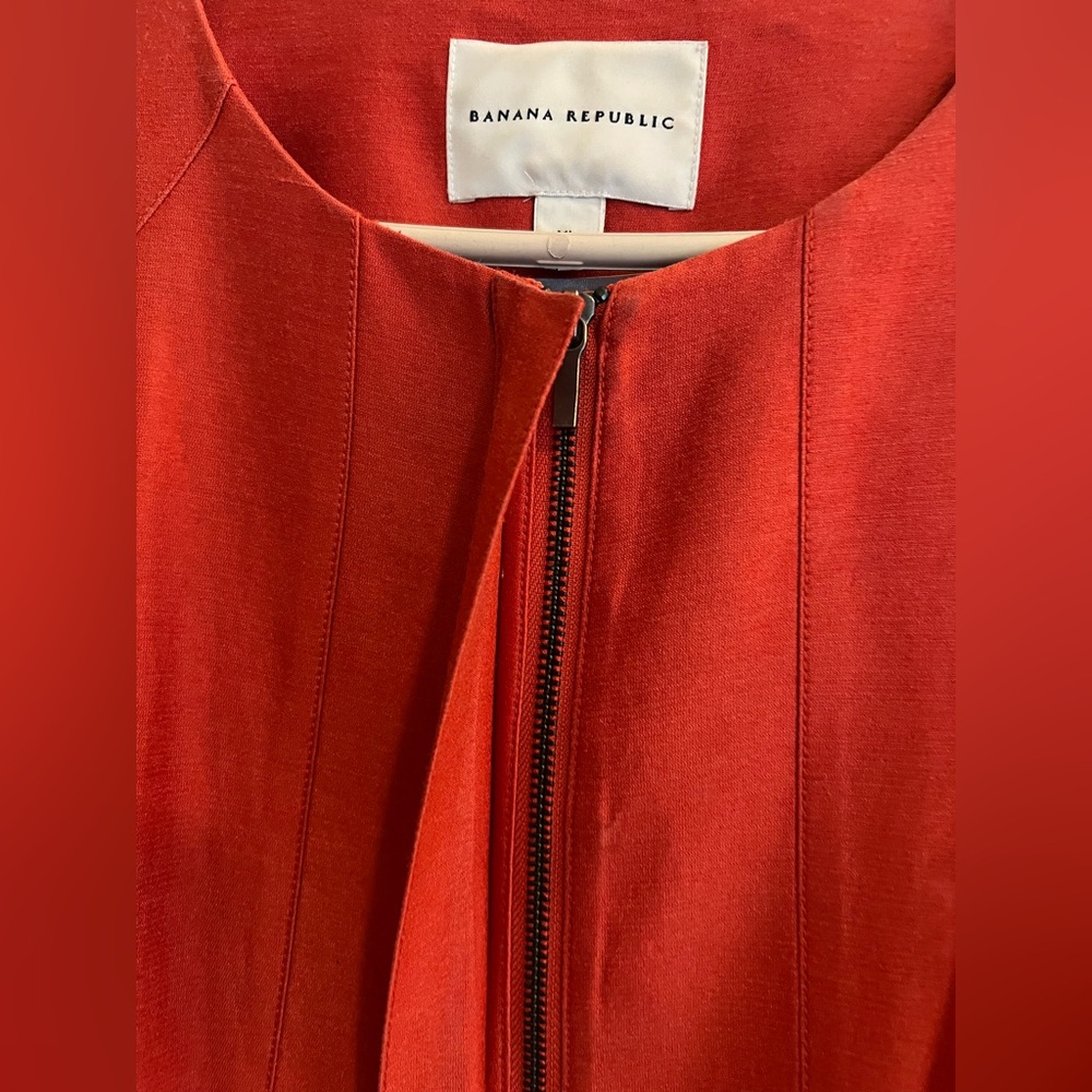 Banana Republic Coral Structured Zip Jacket silk, cotton Size XL - Picture 2 of 8